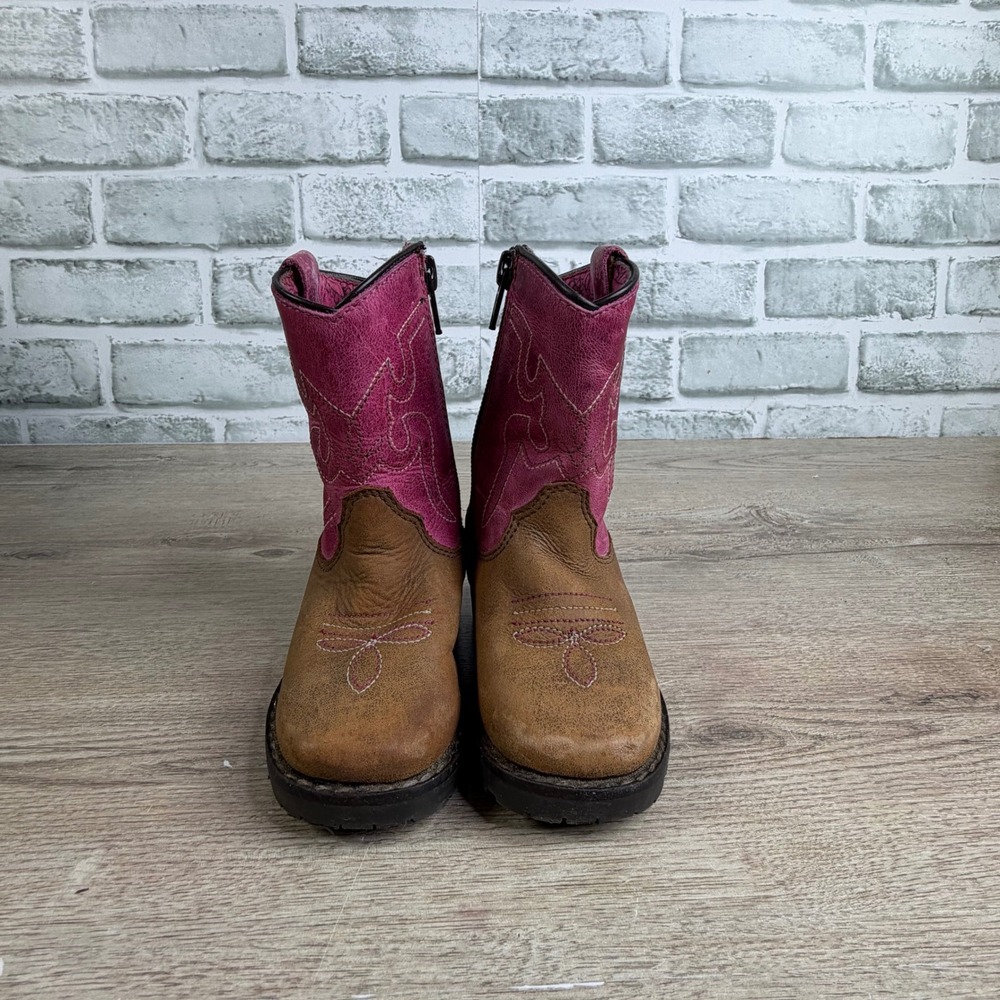Shyanne Pink Brown Leather Western Cowgirl Boots Size 5D